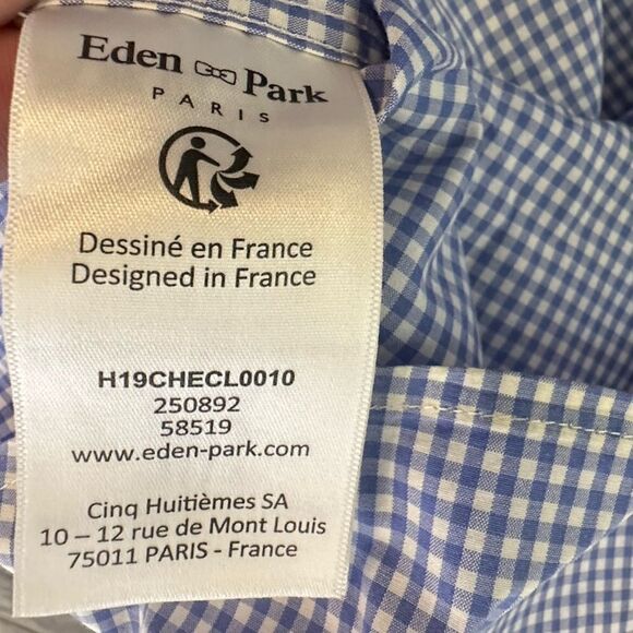 Eden Park Paris XL Blue and White Gingham LS Button Down‎ Shirt - Picture 7 of 9